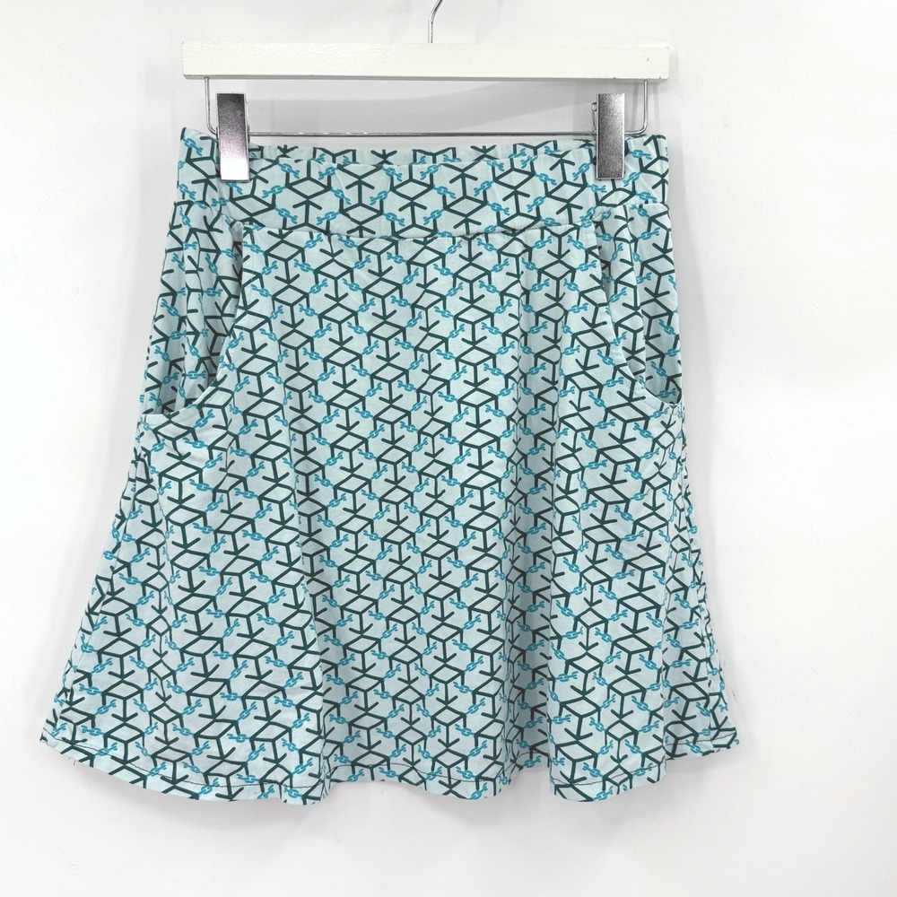 Svaha Organic Cotton Geometric Skirt Women L Blue Science STEM Teacher Academia